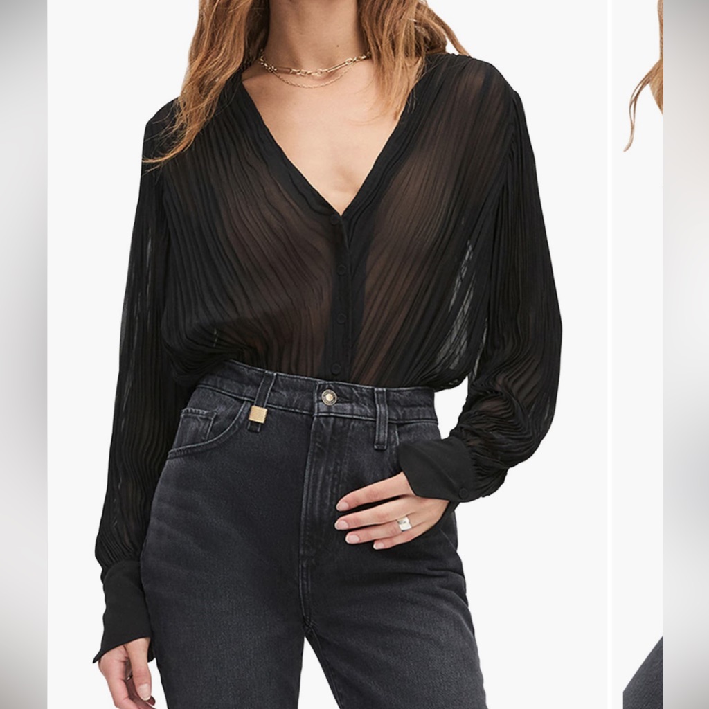 Favorite Daughter The Change Me Plisse Bodysuit In Black Size Xs